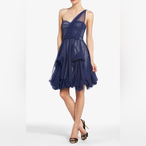 NEW BCBGMAXAZRIA Dark Cobalt “Roe” One-Shoulder Dress – Size 2 - Picture 1 of 14